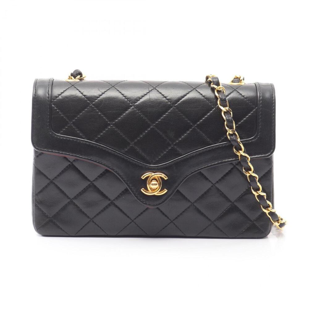 Chanel Matelassé Shoulder Bag/Handbag, Lambskin Leather, Women's, Black